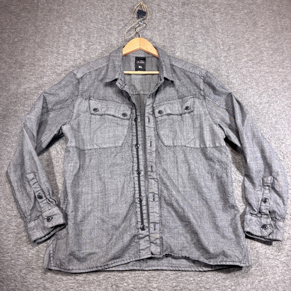 Triple Aught Design Wool Button Up Shirt Mens XL Gray Long Sleeve Tactical USA